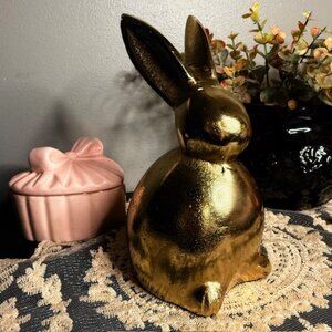 Gold Bunny Figurine NWT | Metallic Easter Spring Decor | Made in India NWT